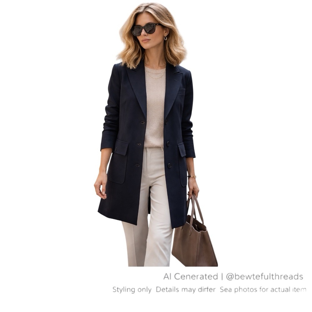 Italian Minimalist Navy Coat Paul & Shark Made in Italy Travel Coat 6-8
